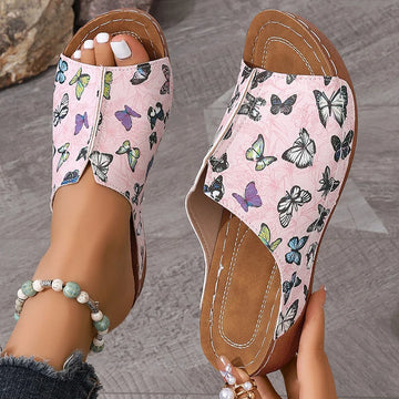 Butterfly Printing Women's Wedge Sandals Summer 2024 Comfortable Platform Slippers Woman Lightweight Non Slip Beach Flip Flops