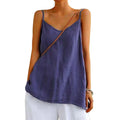 Women Casual T-shirts Loose Fit Women Vest V-neck Sleeveless Women's Summer Tank Tops Lady Solid Color Sling Blouse Top - OneLoveCanada