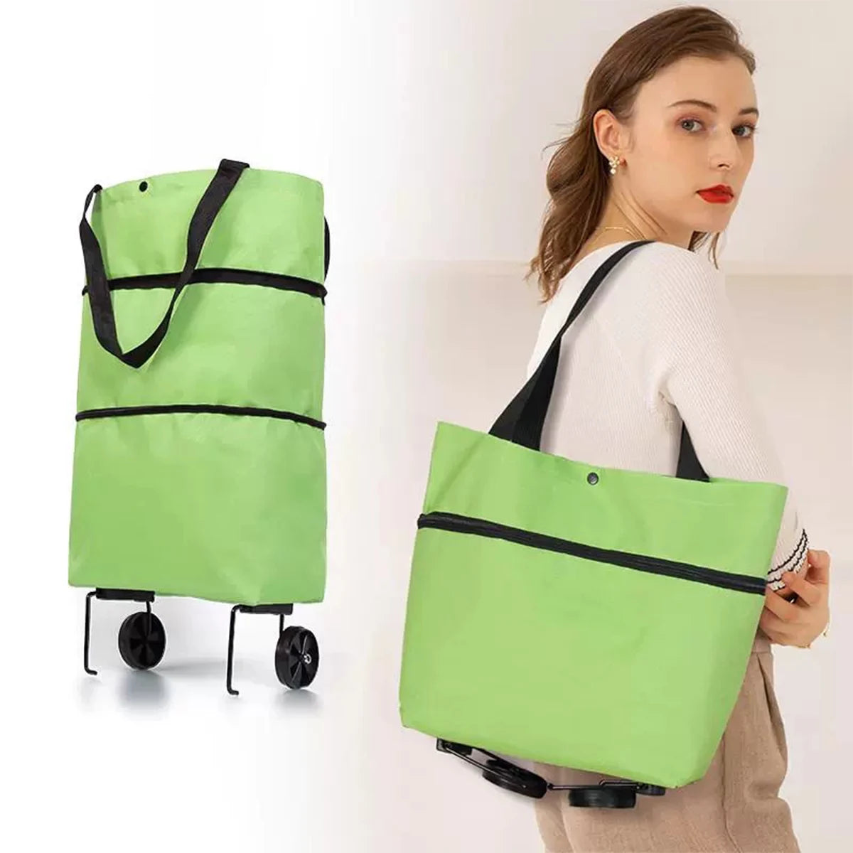 1Pc Foldable Shopping Trolley Bag with Wheels Large Reusable Cloth Hand Tote Bolsas Eco Fabric Supermarket Grocery Pull Cart Bag