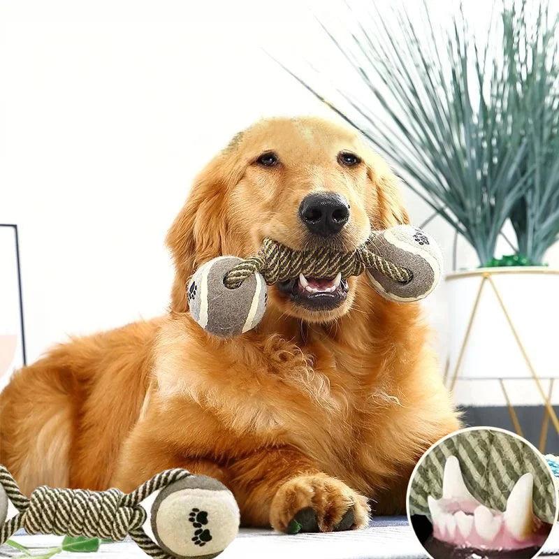 Pets Chew Toy Cotton Rope Tennis Dumbbell Rubbertoy Ball Medium Large Dog Interactive Toy Animal Playing Supplies