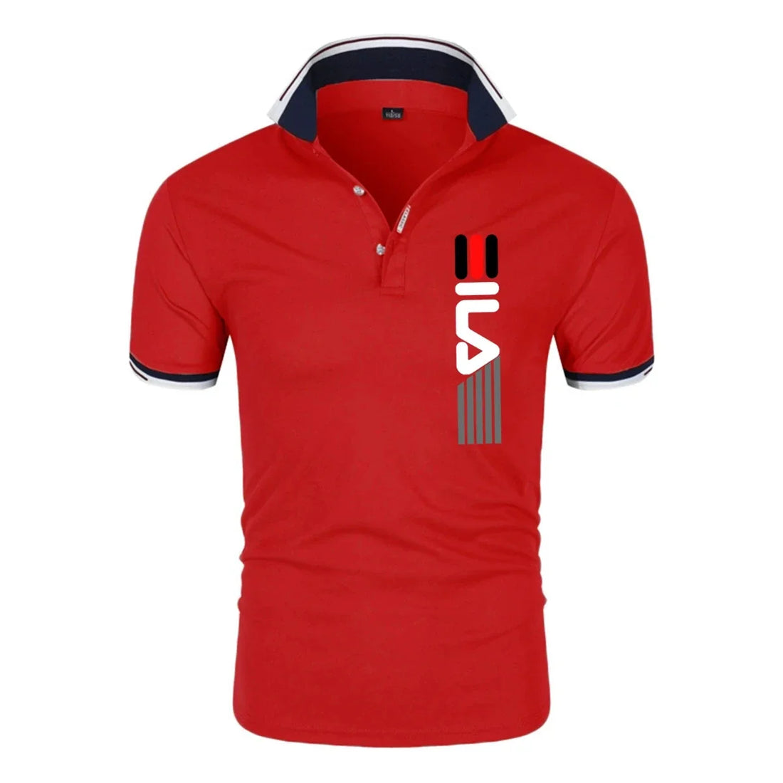 Men's polo with lapel, casual fashion business print short-sleeved polo, casual men's fitted polo, new for summer 2025