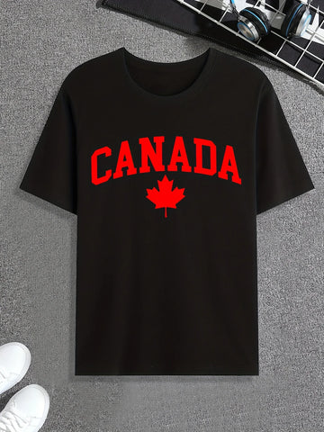 Women's Casual Trendy Creative "CANADA" Graphic Print Comfortable Crew Neck Short Sleeve T-shirts, Summer Stylish Tees