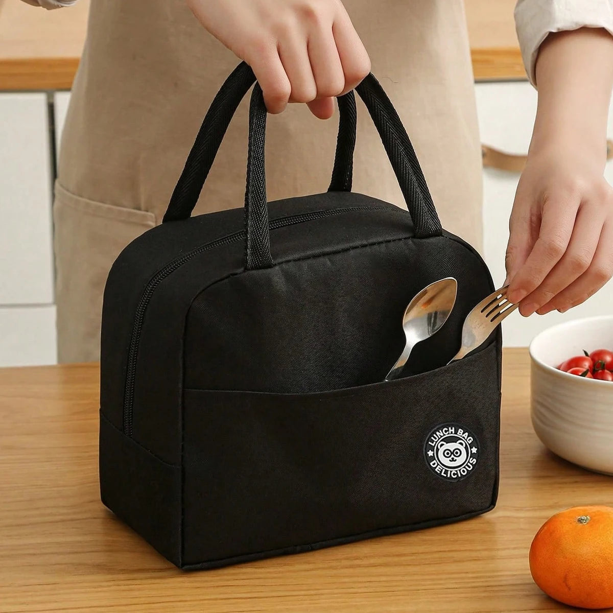 1Large Capacity Insulation Bag, Portable Lunch Box Bag, Outdoor Rice Bag, Bento Bag, Student Lunch Bag, Aluminum Foil Bento Bag
