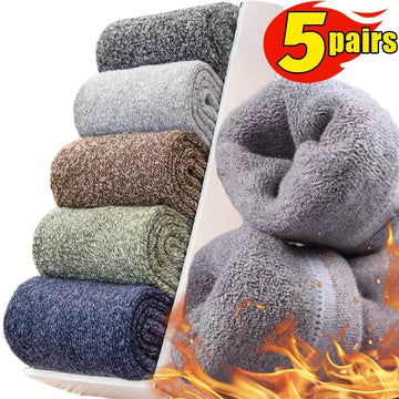 5Pairs Winter Thicken Socks Women Towel Keep Warm Winter Socks Cotton New Year Christmas Gift Russia Socks for Man And Women