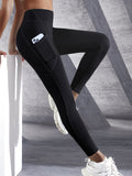 New High Waist Women's Leggings Stretch Yoga Pants Tights With Pockets Push Up Fitness Running Sportswear Solid Color Pants - OneLoveCanada