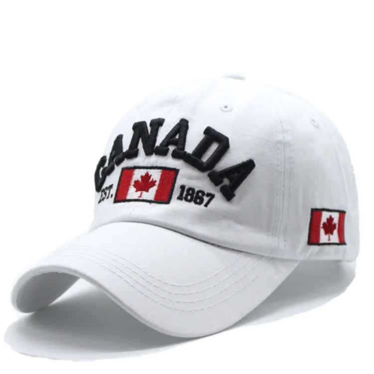 Pure Cotton Men Women Canada Embroidered Maple Leaf Flag Cap Hat One Size Adjustable Strap - OneLoveCanada