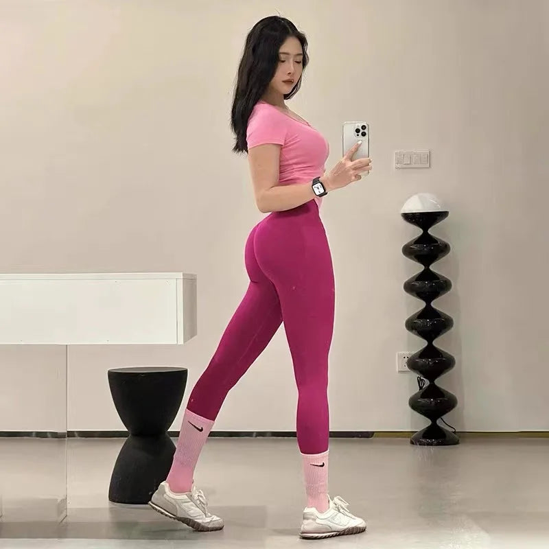 Seamless Sport Yoga  High Waist Pants Leggings Sport See Through Yoga Gym Running Quick Dry Pants Scrunch Butt Pants - OneLoveCanada