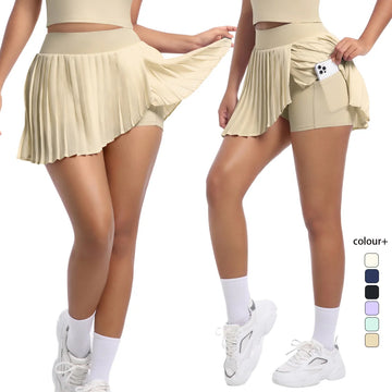 Casual High Waist Breathable Sweat Skirt Quick Dry Elasticity Double Layer Yoga Skirt  Active Athletic Yoga Fitness Skirt Short