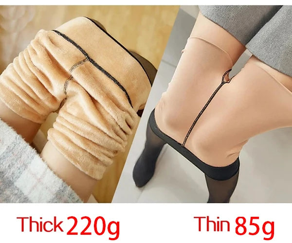 Women Fleece Leggings Sexy Translucent slim Pantyhose Elasticity Winter Warm Legging Thermal Tights Female Woman Pants - OneLoveCanada