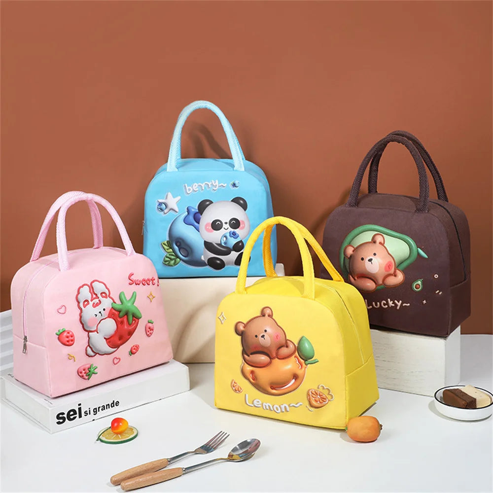 Cartoon Bento Bag Students Portable Lunch Bag Children's Cartoon Fun Lunch Bag Insulation