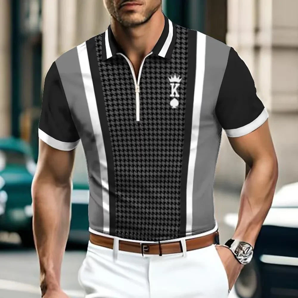 Classic Polo Shirt Luxury Men Outdoor Half Zip Up Short Sleeve Casual Golf Polo Sports Shirt Man Fashion Lapeled Mens Polo Shirt