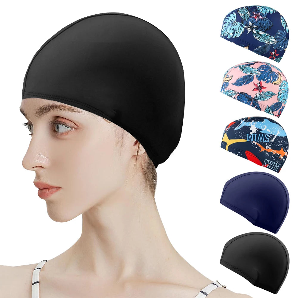 1Pc adult Swimming Cap, Made Of High Stretch Polyester Fabric, Durable And Non Waterproof Fabric, Elastic Shower Cap