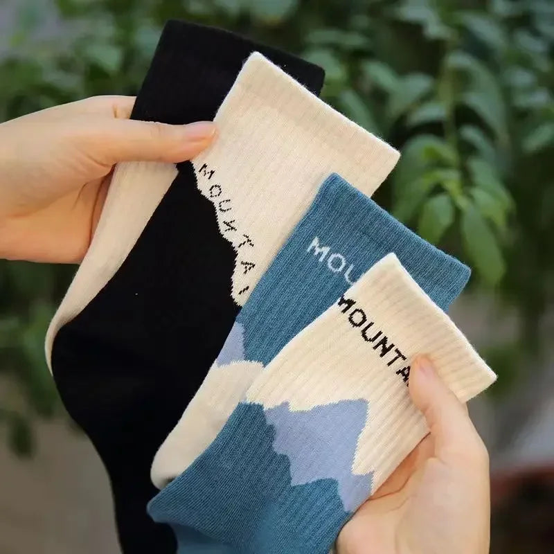 INS Fashion Socks Hip Hop Skateboard Striped Mid Tube Socks Solid Color Breathable Cotton Sock Women Cute Socks