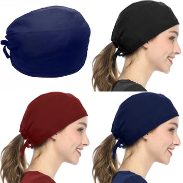 Unisex Nursing Scrub Caps 100% Cotton Soft Navy Surgical Hats for Women and Men Chef Sanitary Dental Surgeons Black Working Cap
