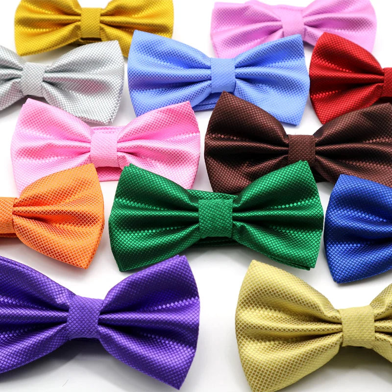 Hot Pure Men's Bow Tie Adjustable Butterfly Neckties Solid Plaid Bowtie For Man Wedding Party Boy Girl Bowknot