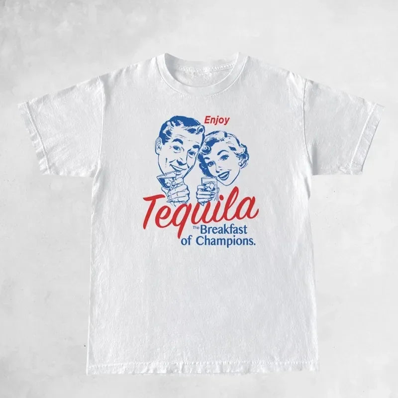1001 Enjoy Tequila Retro Graphic Tees Women Cute Funny Alcohol Drinking T-Shirts Vintage Fashion T Shirts Tops Unisex Clothing - OneLoveCanada