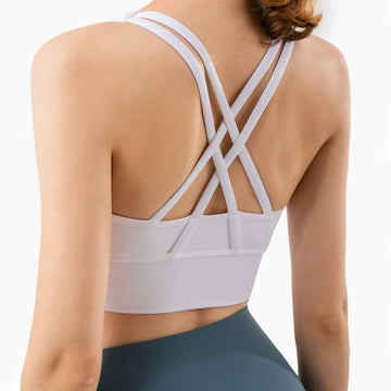 Sports yoga bra, cross back, high-quality running, fitness, cycling, quick drying, breathable gathering, women's bra