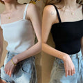 2025 Casual Women Halter Crop Tops Summer Sleeveless Camis Backless Strap Tank Top Slim Solid Short Female Tube Cropped Vest - OneLoveCanada