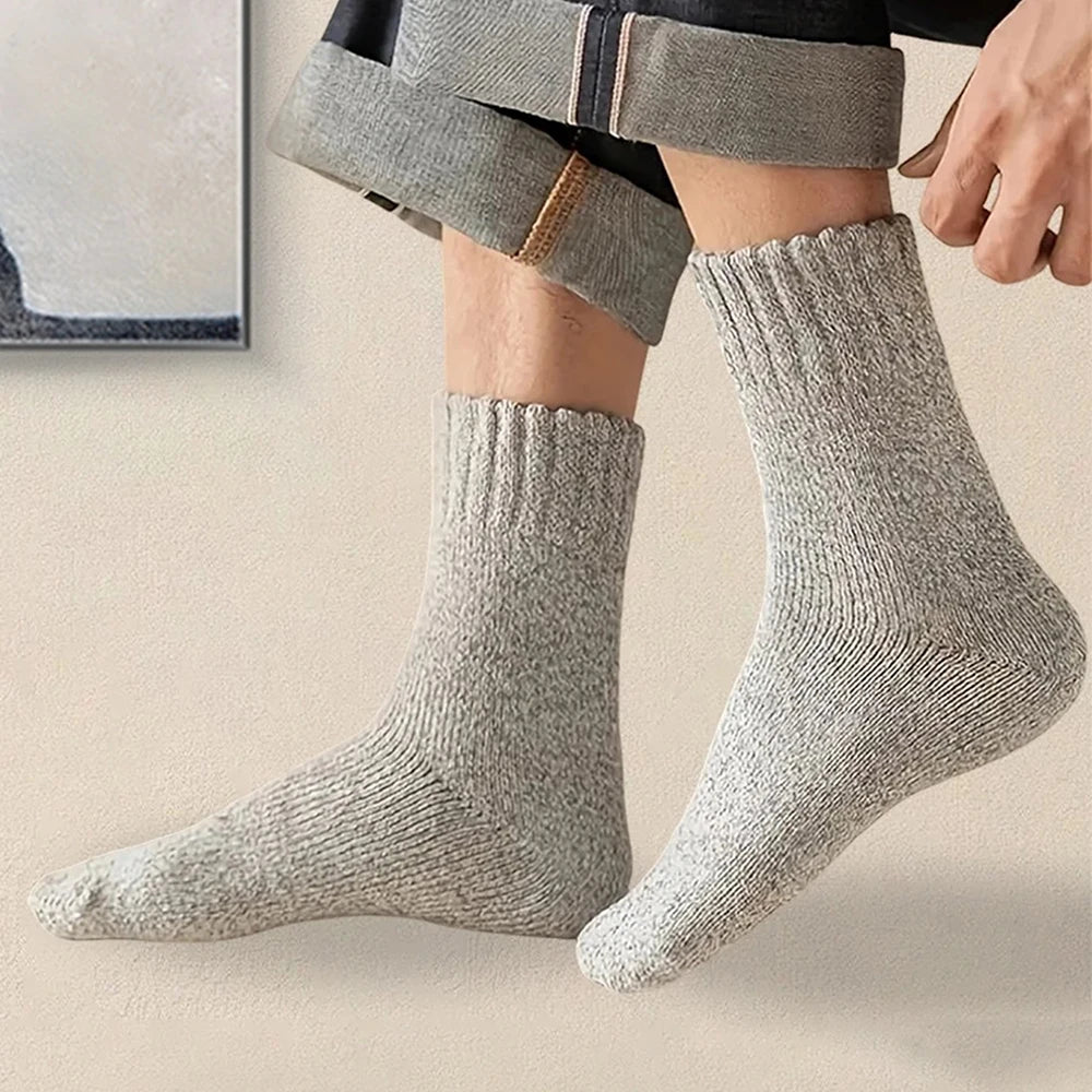 3/5 Pairs Of Thick Woolen Socks For Men, Autumn And Winter Stockings, Towels To Keep Winter Warm, Crew Socks, Christmas Gift
