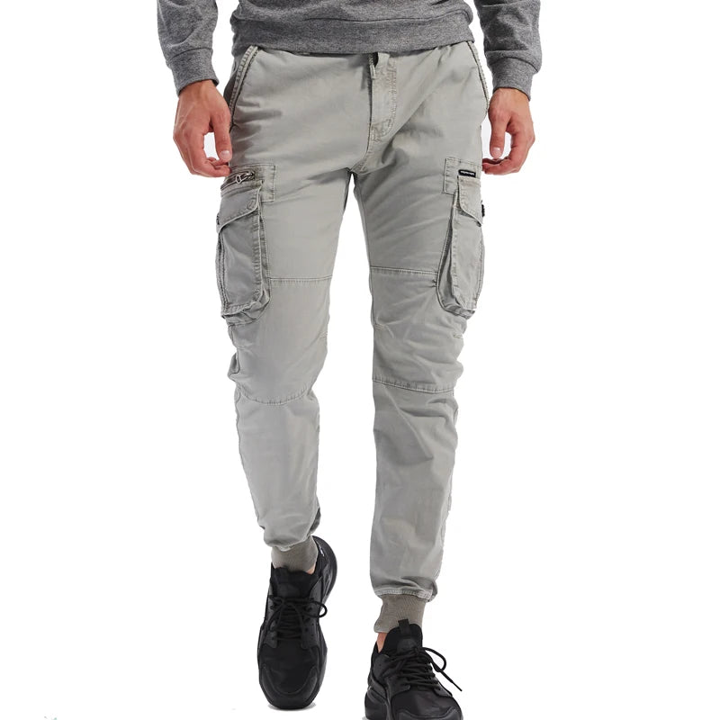 2024 New Cotton Men Cargo Pants Khaki Casual Men Tactical Joggers Cargo Multi-Pocket Fashions Black Army Trousers Work Wear