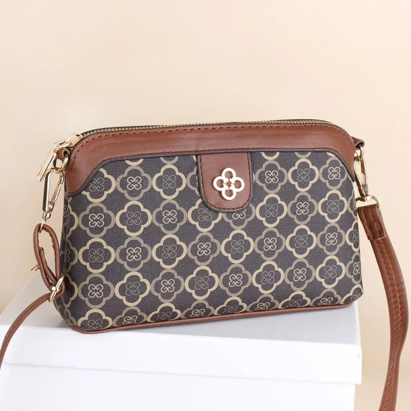 2025 Women's Shell Shoulder Bag Small Crossbody Phone Purse Middle-aged Mother's Wallet Ladies Handbag Retro Fashion Square Bag