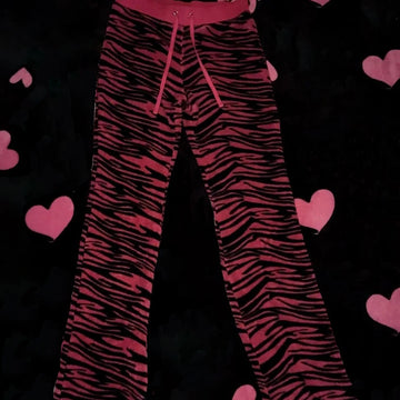 Y2K Full Pants Harajuku Graphic Print Aesthetics Stripe Vintage Punk Cute Hip Hop Trousers Casual Streetwear Fashion Chic E-girl