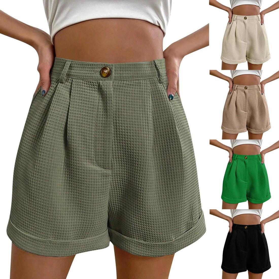 Office Lady Solid Shorts For Women Summer Y2k Loose Short Trousers Elegant Korean Fashion High Waisted Short Solid Simple Pants