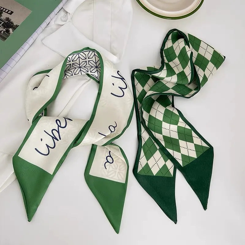 2024 Square Silk Scarf Women Fashion Print Small Neck Scarfs Office Lady Hair Band Foulard Hand Kerchief Female Bandana Shawl