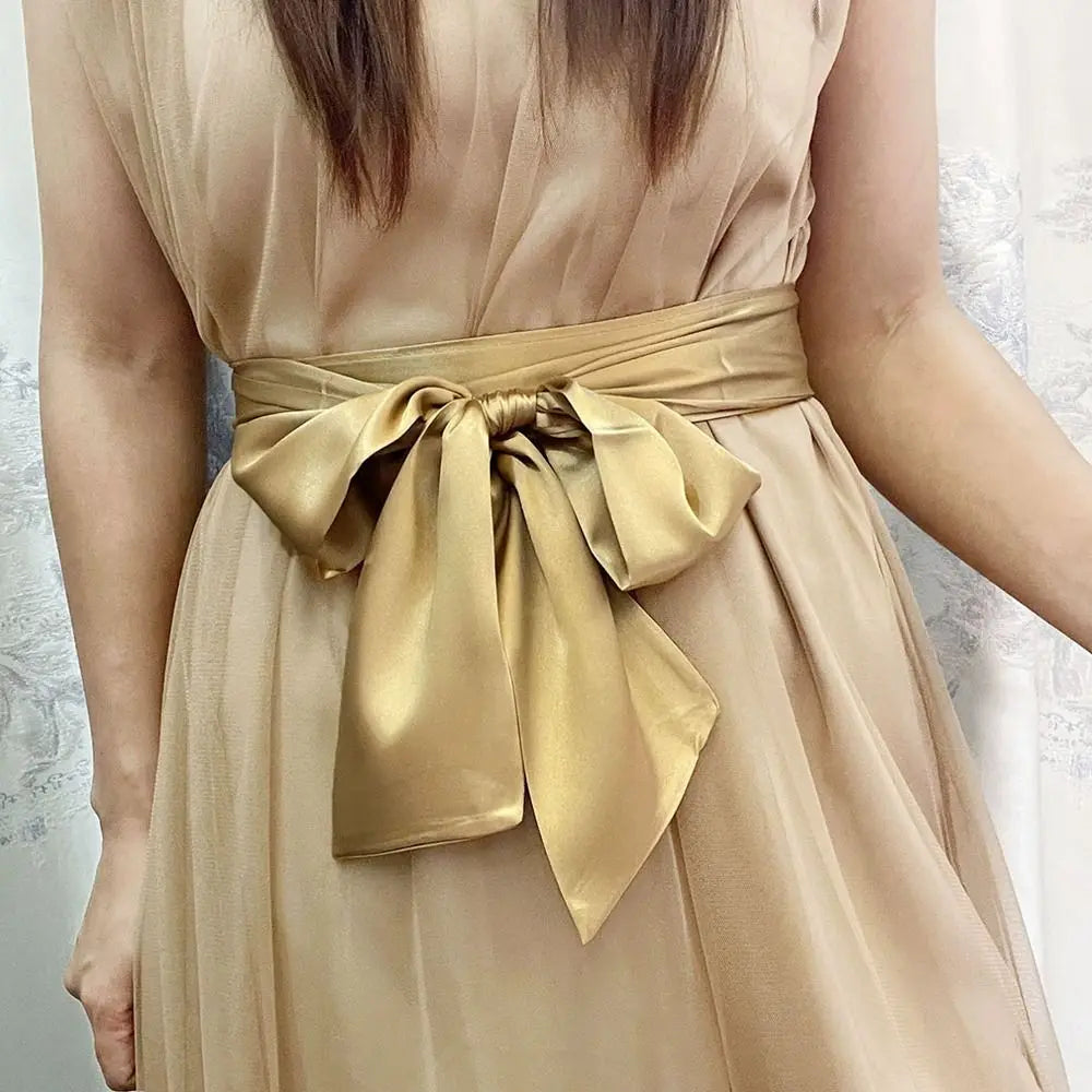 Fashion Satin Silk Bow Corset Waist Belt Decorative DIY Lace Up Waistband Strap Wide Body Shapewear For Women Lady Girl Bridal