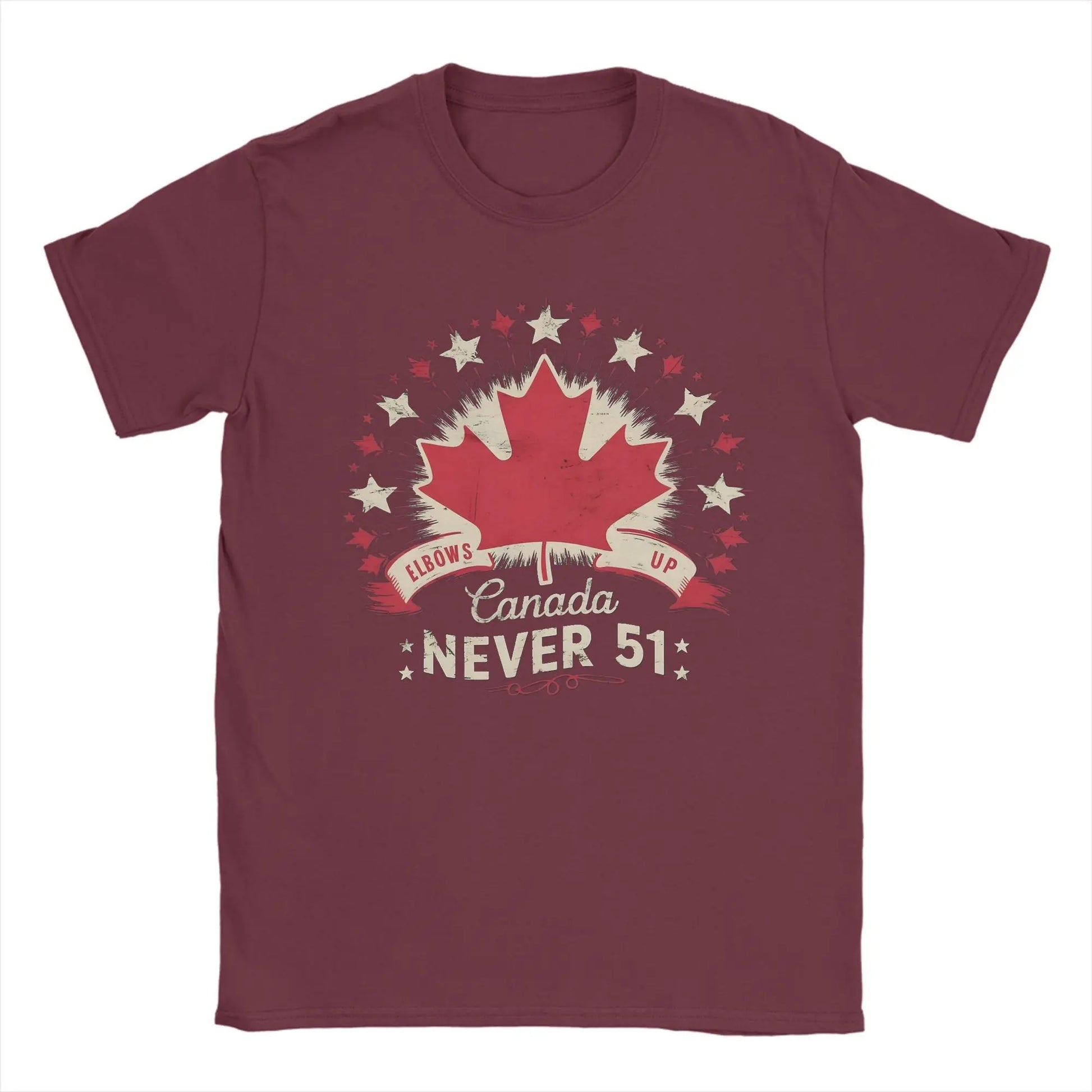 Men's Elbows Up Canada Never 51st State T Shirt  Cotton Tops Hipster Short Sleeve Round Neck Tees Plus Size T-Shirts - OneLoveCanada