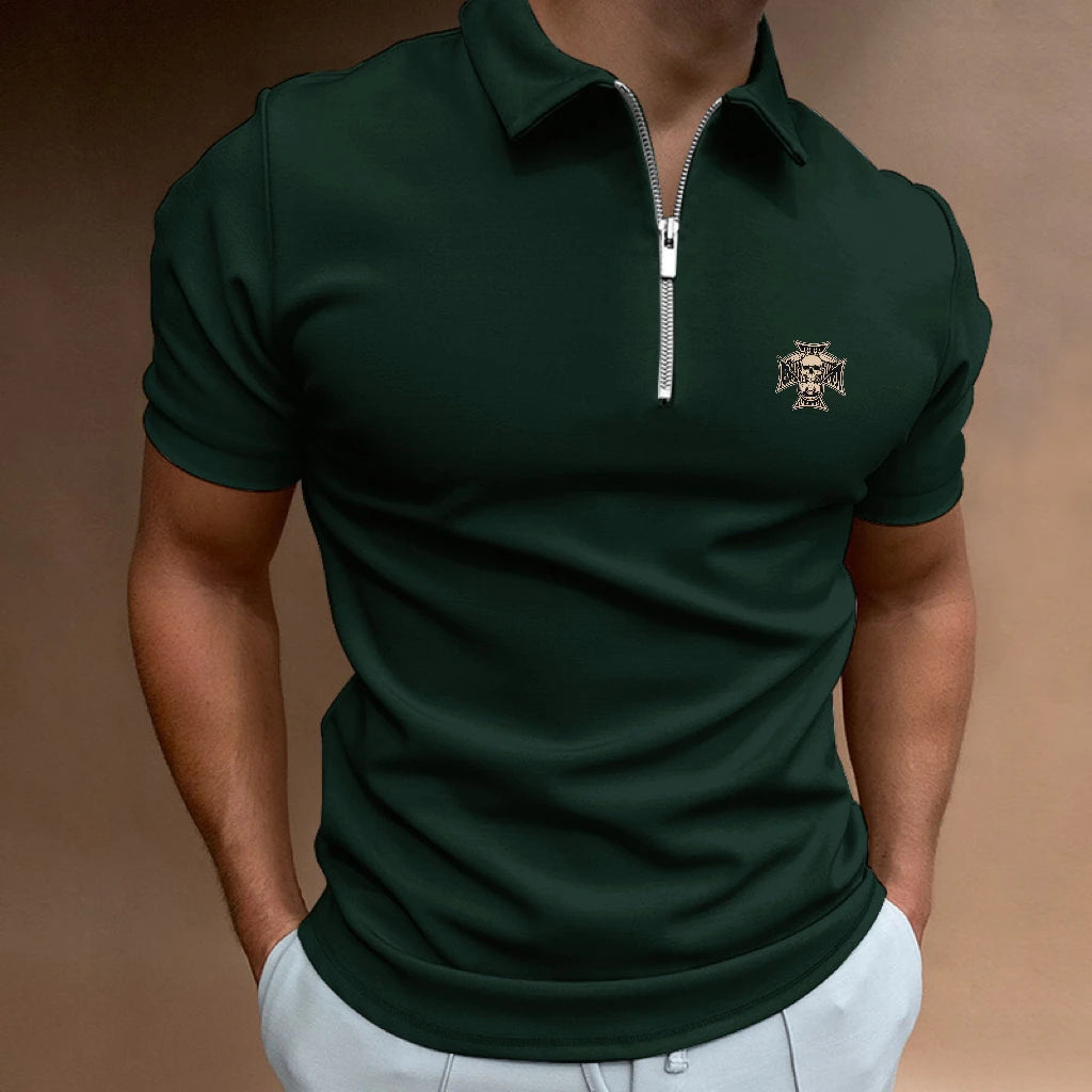 Men's Business Casual Short Sleeve Polo Shirt Fashion Print Comfortable Fit Breathable Fabric Stylish Design