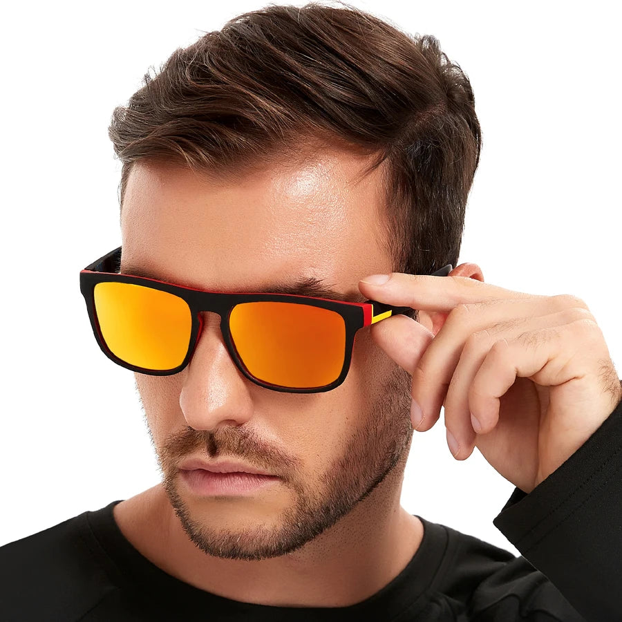 2 Pieces Fashion Vintage Square Sports Sunglasses Men Women Driving Fishing Brand Designer Sun Glasses Retro Man Eyewear UV400