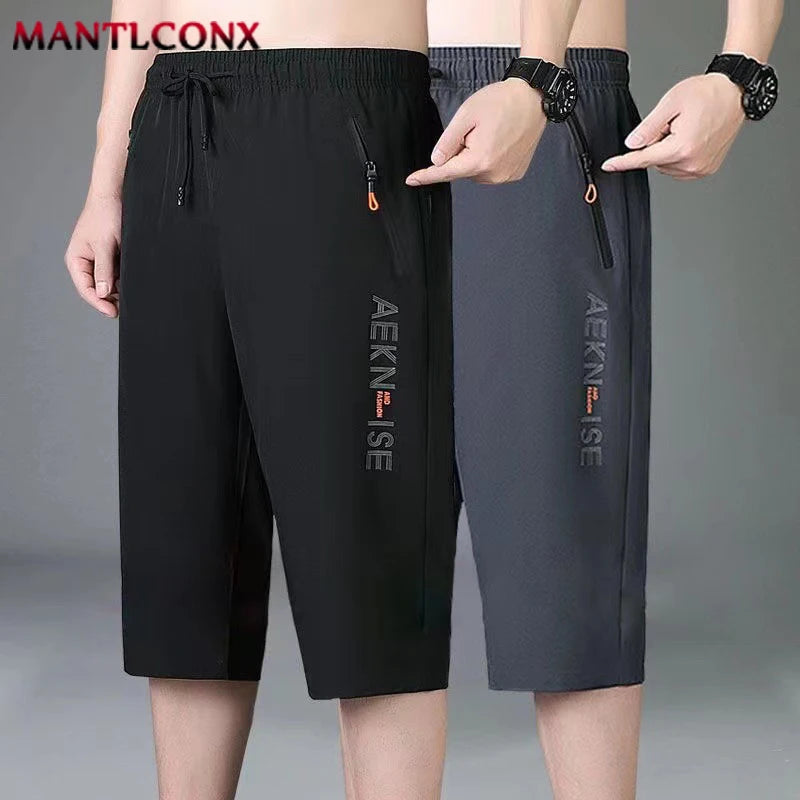 New Fashion Sports Shorts Men Breathable Quick Dry Men's Short Pants Men Breathable Elastic Waist Shorts Male Bottom Black XXXL