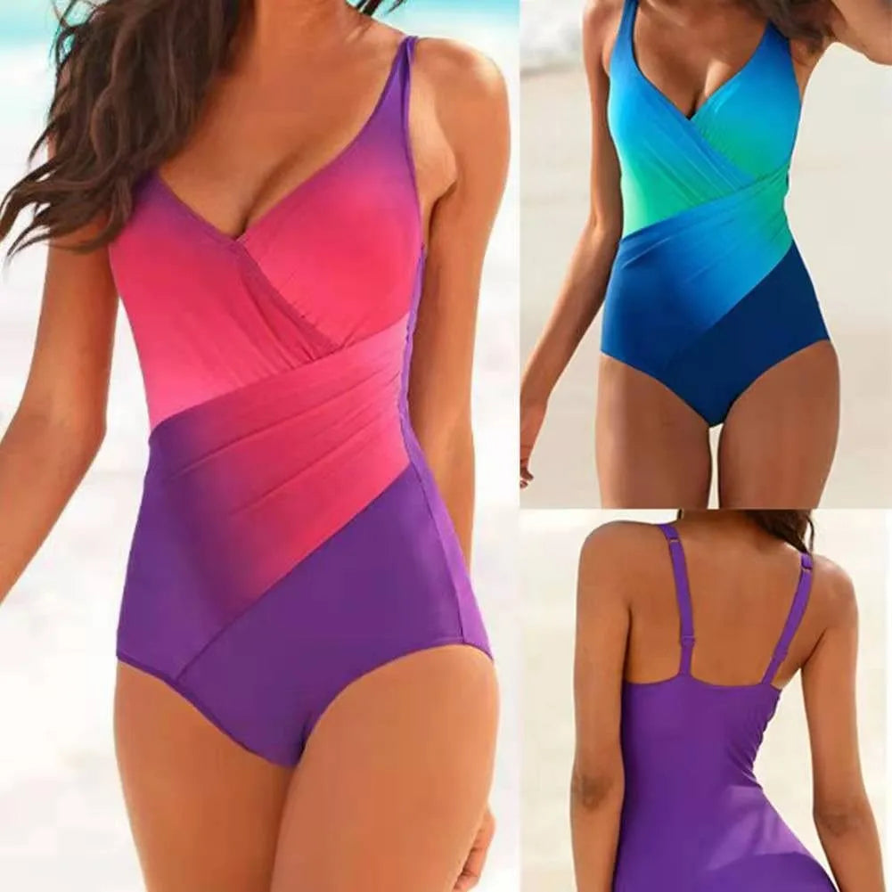 Sexy Women's One-piece bikinis sets Swimsuit Rainbow Gradient Beach One-piece Swimwear Beach Wear tankini biquini Bikinis