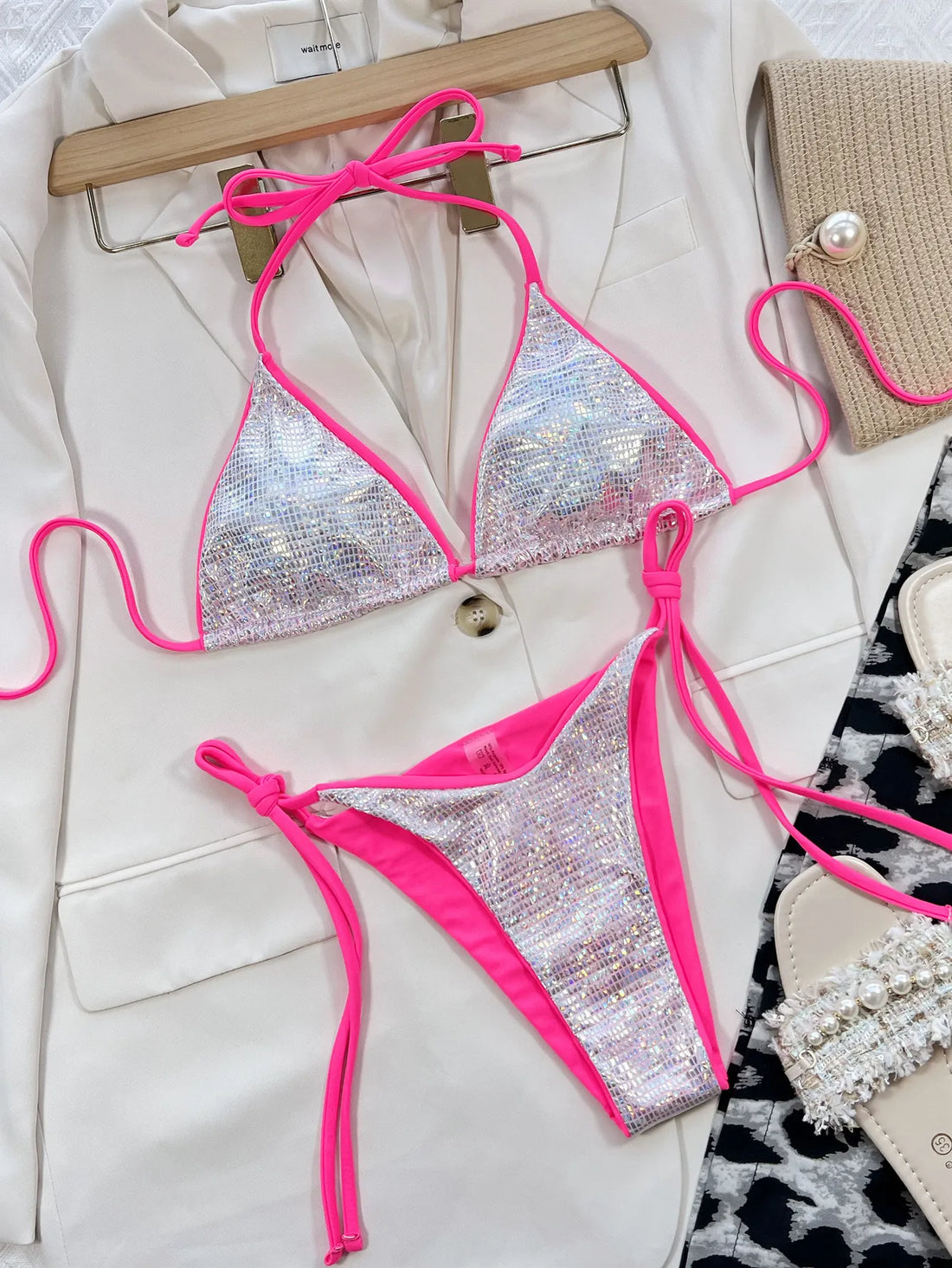 Women's Swimsuit Two-piece Bikini 2025 Women's Swimsuits Triangle Wrapped Halter Bikinis Sets Sexy Micro Bikini Woman Swimwear