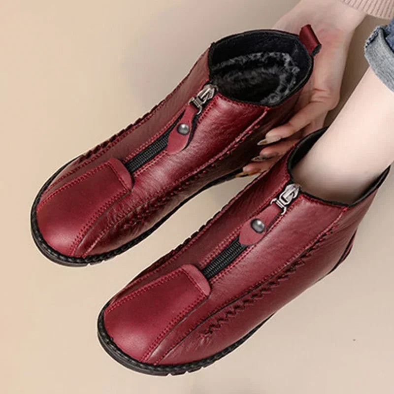 Winter Waterproof Snow Boots Women's Plush Lined Winter Shoes Ladies Warm Zip Anbkle Boots Women Soft Sole Comfort Casual Shoes