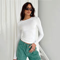 Women Casual Long Sleeve T-Shirts Spring Autumn Solid Slim Fit Pullovers Tees Shirts Female Streetwear Base Tees Tops  Casual - OneLoveCanada