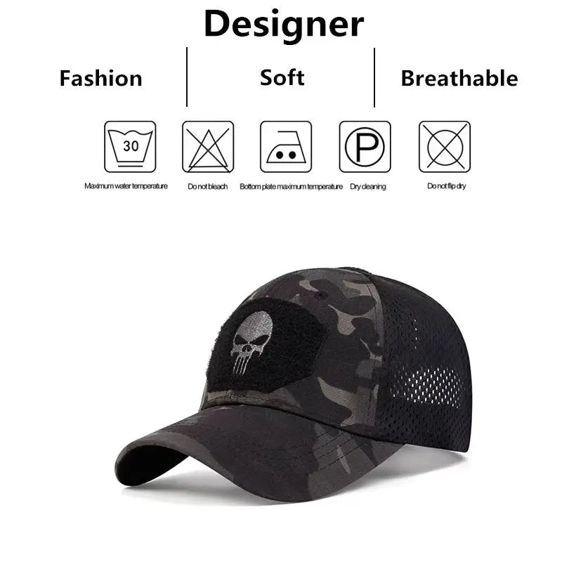 Sunscreen Hat Unisex Skull Embroidered Top with Patch BreathableBaseball Caps Spring and Autumn Outdoor Adjustable Casual Hat