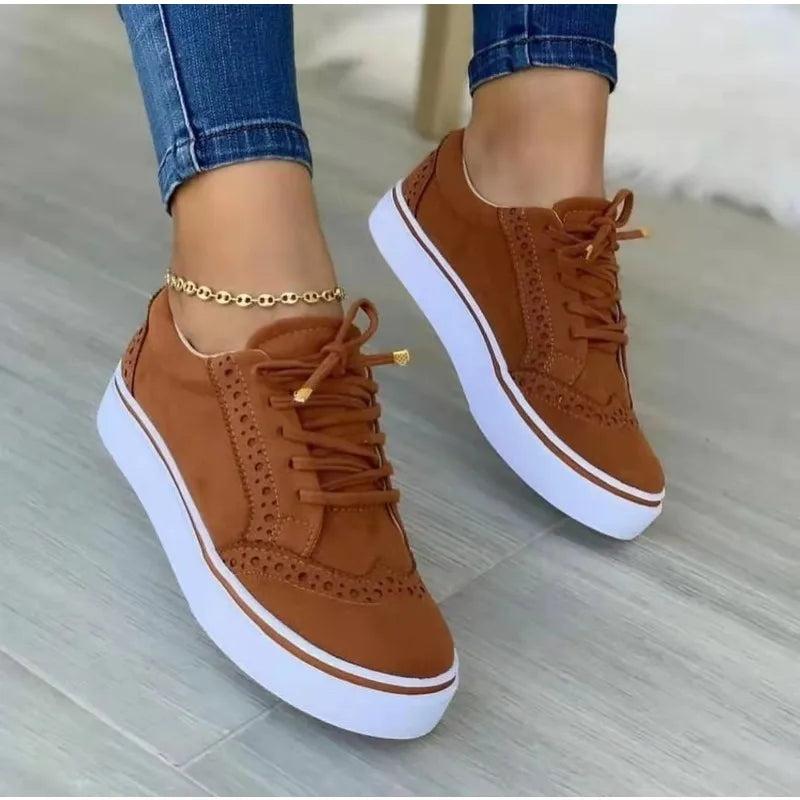 2024 New Sneakers Women Flat Casual Sneaker Spring Fashion Versatile Lace Up Walking Women Shoes Zapatos De Mujer