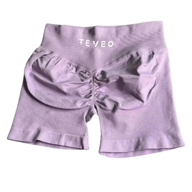 TEYEO Fashion Summer Women's Yoga Shorts Sports Running Breathable Comfortable High Waist Seamless Quick Drying Yoga Shorts - OneLoveCanada