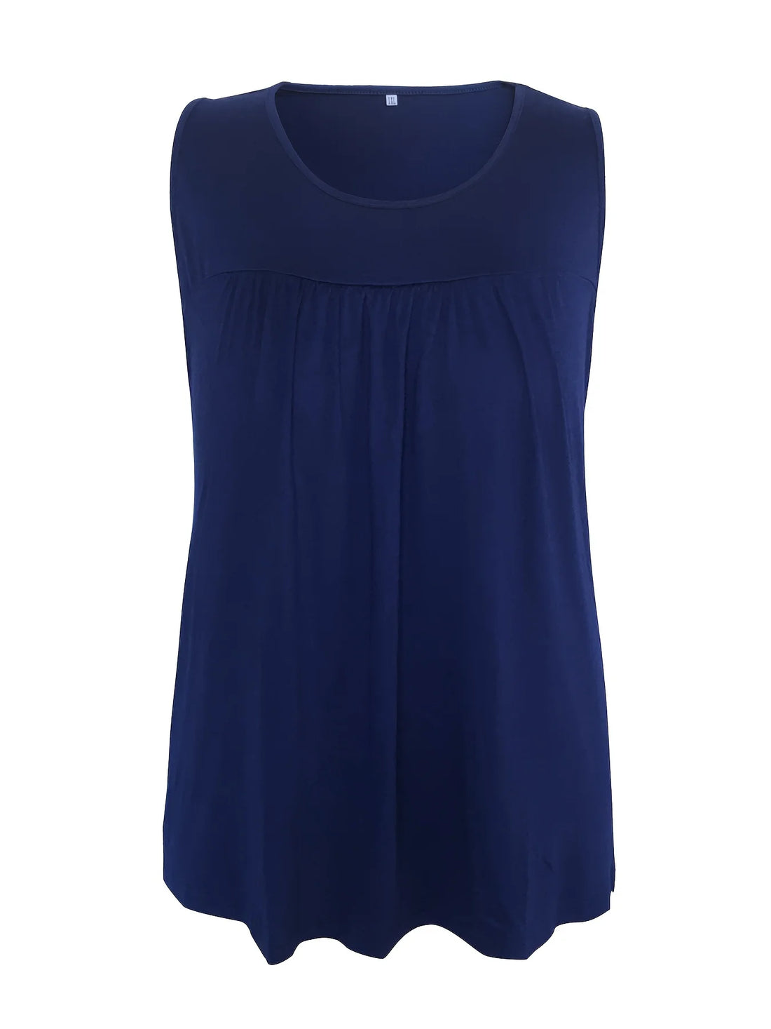 Plus Size Solid Ruched Tank Top Casual Sleeveless Crew Neck Top For Summer & Spring Women's Plus Size Clothing