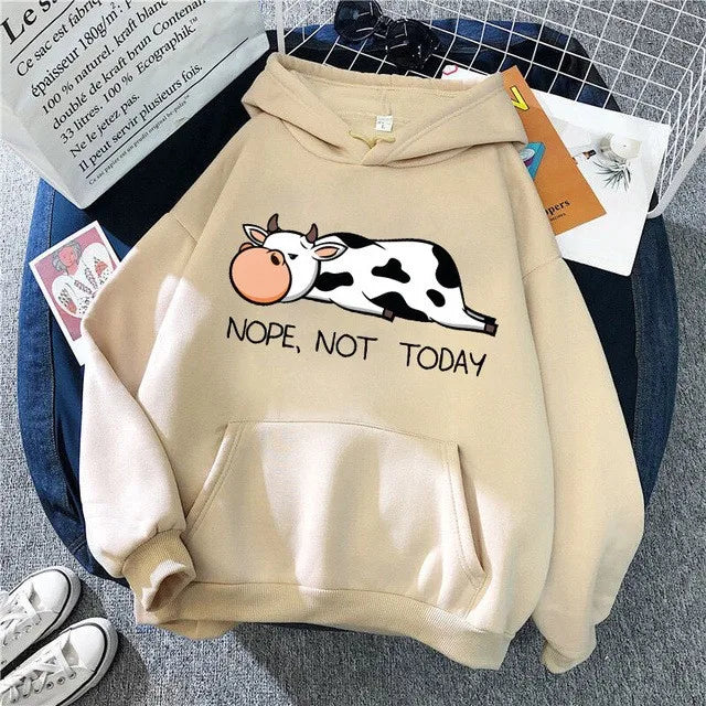 Cow hoodie unisex funny y2k aesthetic anime pattern