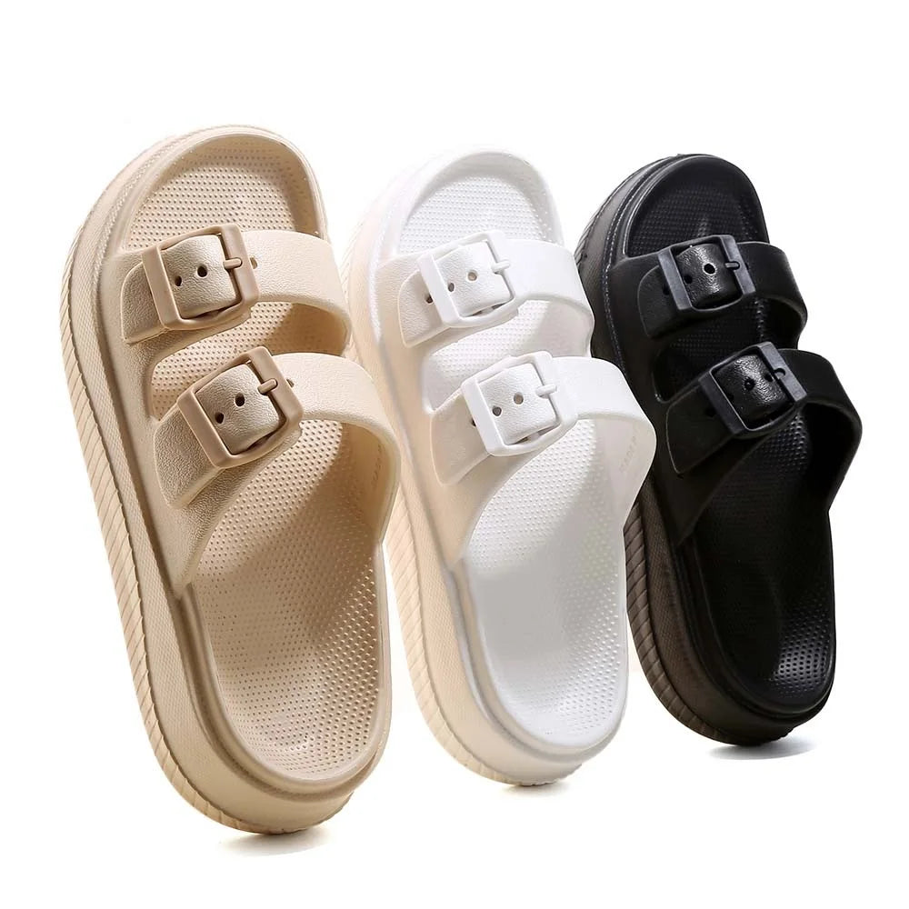Double Band Slippers For Women's Man Summer EVA Cloud Sandals Woman Thick Platform Slides 2025 Men's Beach Non Slip Flip Flops
