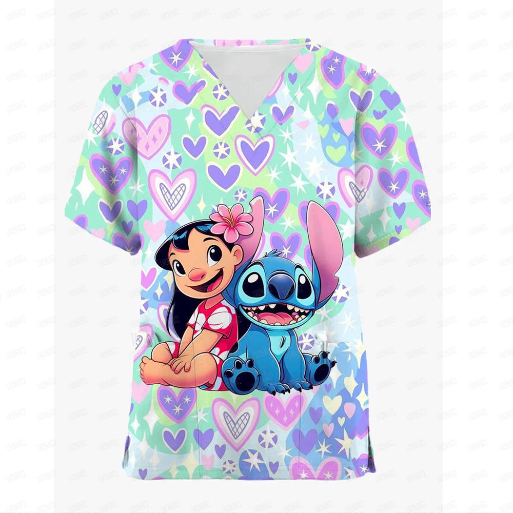 Disney Mickey Mouse Women's Frosted Nurse Accessories Medical Uniform Slim Fit Hospital Dental Clinical Work Clothing Surgical