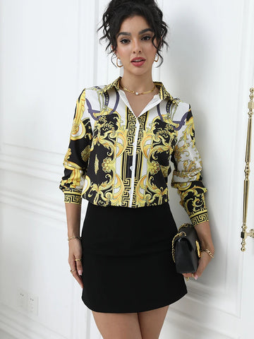 Stylish Women Blouse for a Chic Look Fashion printing office ladies shirts tops blusa mujer