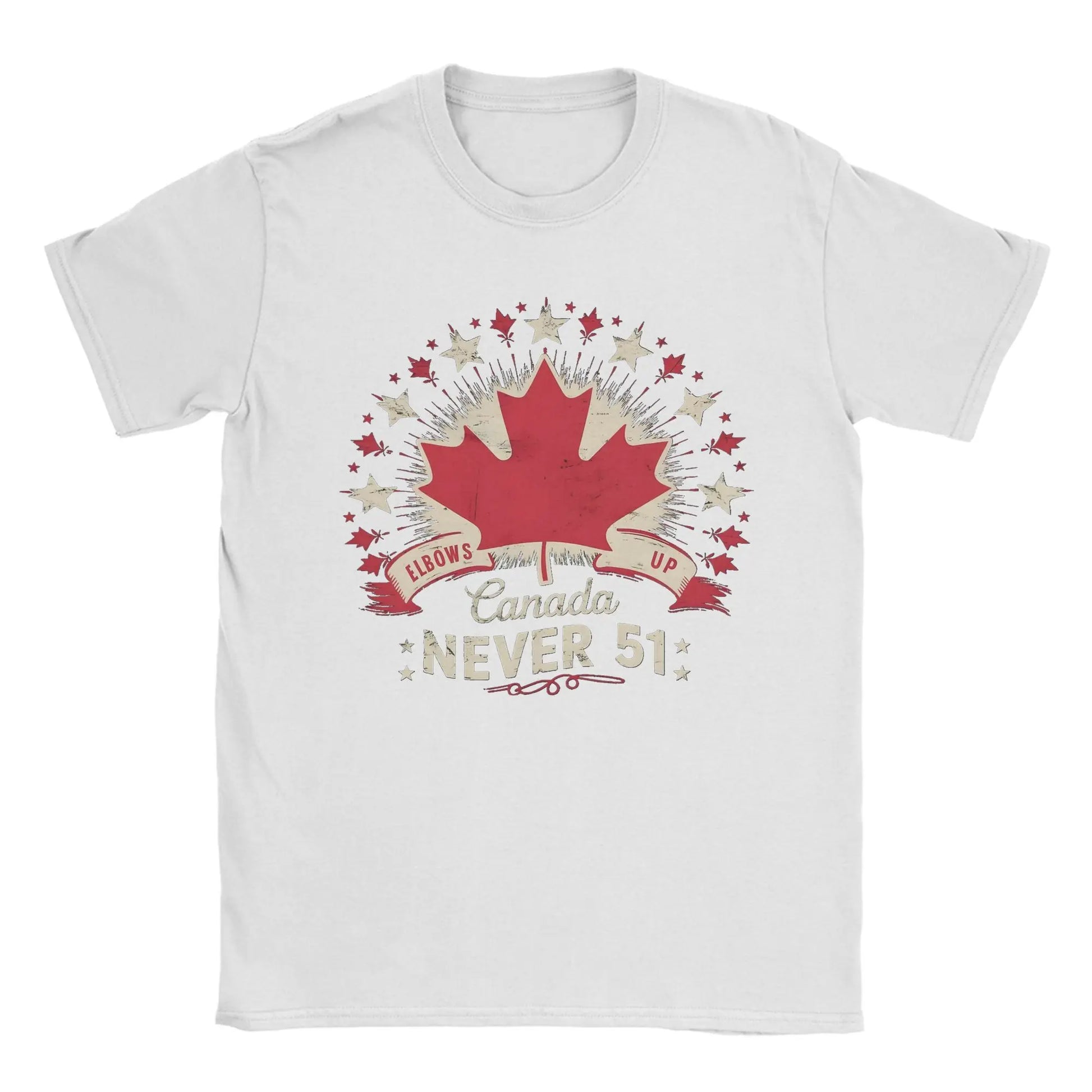 Men's Elbows Up Canada Never 51st State T Shirt  Cotton Tops Hipster Short Sleeve Round Neck Tees Plus Size T-Shirts - OneLoveCanada