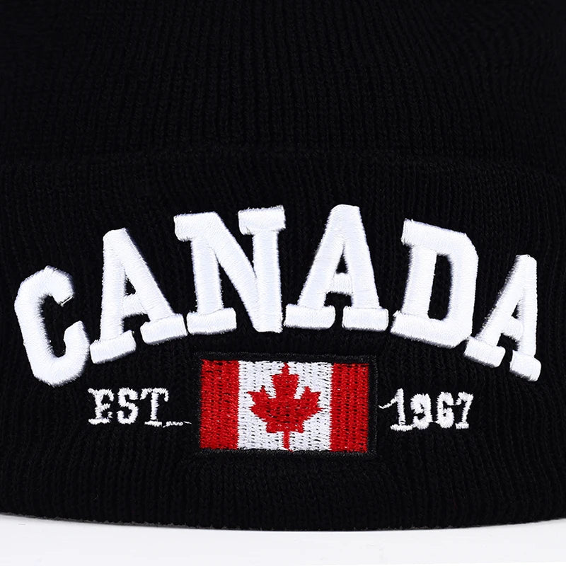Autumn Winter Knitted hats for men Women Canada Letter embroidery Cotton Caps Autumn hat Casual Boy cap Men Hats - OneLoveCanada