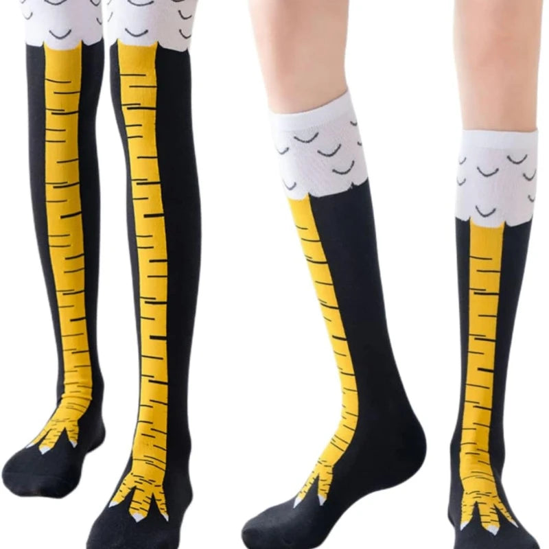 Choice Black Funny Chicken Legs Socks:24 inch Knee Socks 12 inch Calf Socks Novelty Party Gifts for Women Men and Kids stocking