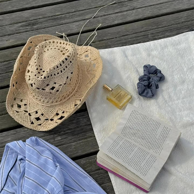 Cowboy Hat Woman Western Cowgirl Caps Women Cow Girl  Things Chapeau Femme Hats Accessories Vacation Compilation Straw Hat - OneLoveCanada