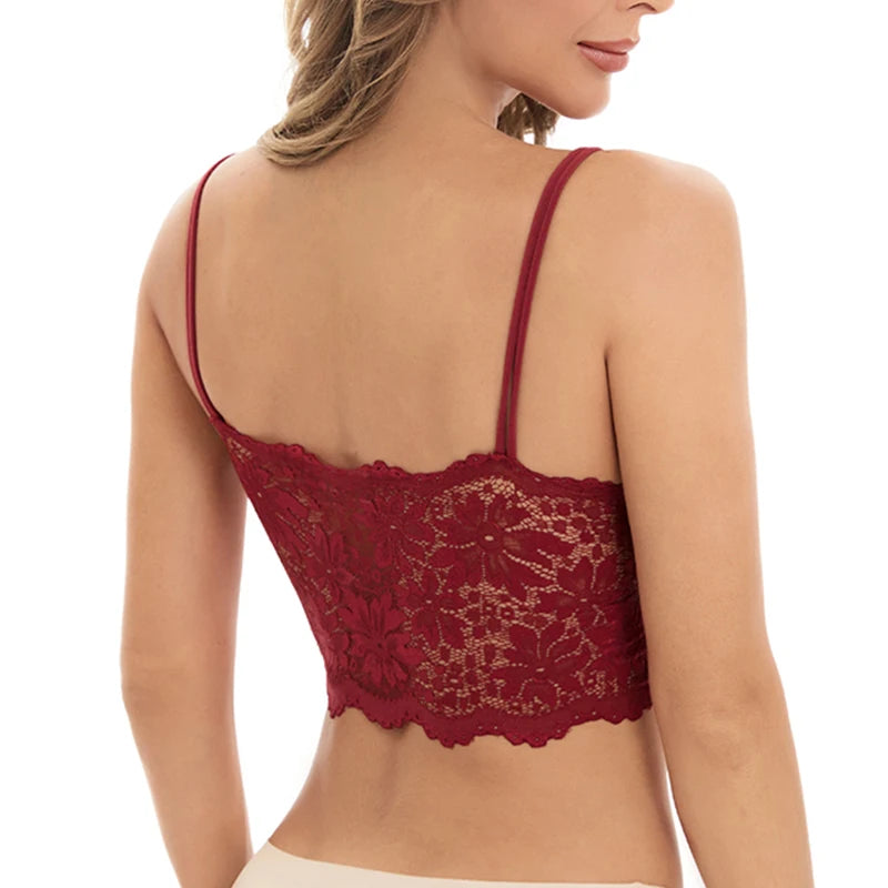 Lace Bras for Women Comfortable Sexy Bralette Solid Color Underwear Vest Female Hollow Out Wireless Crop Top Seamless Lingerie
